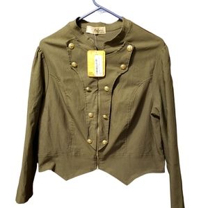 Hybrid Women's Military Style Crop Jacket   Green USA